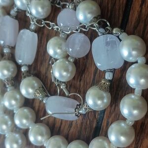 Elegant Pearl and White Bead Jewelry Set
